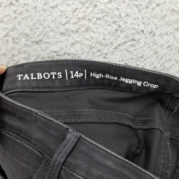 Talbots Jeans Womens 14 Petite Black High Rise Cropped Stretch Denim Capri - Picture 9 of 12